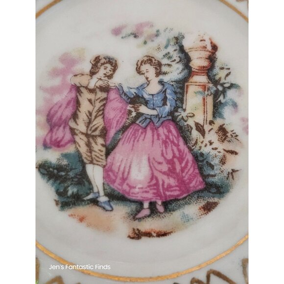 Porcelain Stylecraft #1650 Decorative Plate With Victorian Couple & Gold Trim Ma - Picture 2 of 13